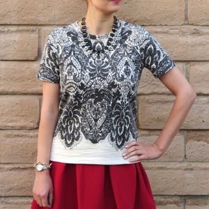 J. Crew Cotton Lace Print Tee